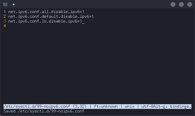 Screenshot showing sysctl configuration