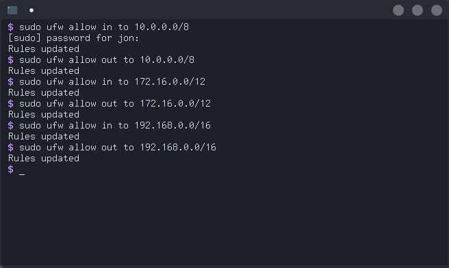 This screenshot shows the expected output of the aforementioned commands